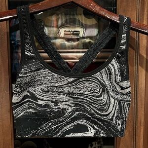 Athleta Monochrome Sparkle Marble Sports Bra